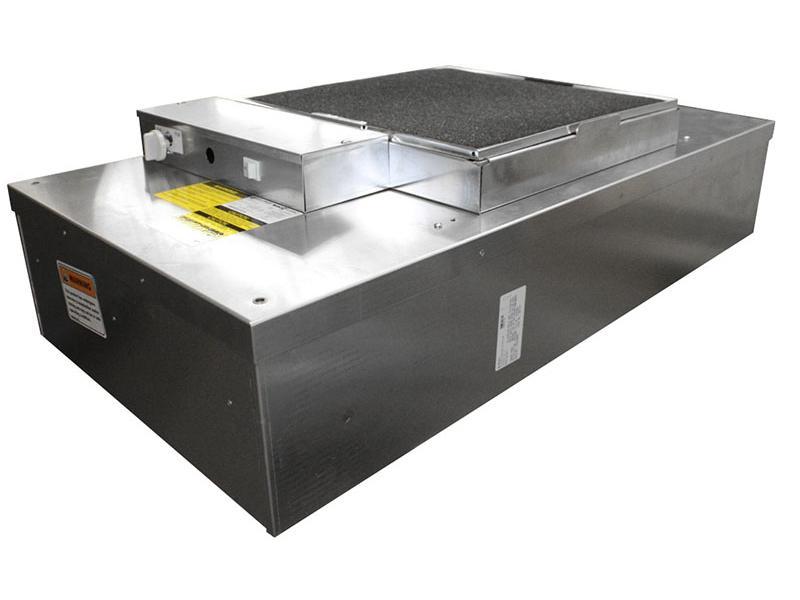 Metallic Mac 10 FFU unit with a rectangular design for modular cleanroom use.
